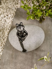 Pewter Frank the Frog Outdoor Solar Light - Image 4 of 5