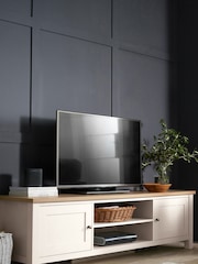 Cream Malvern Oak Effect Up to 80 inch Slim TV Unit - Image 1 of 10
