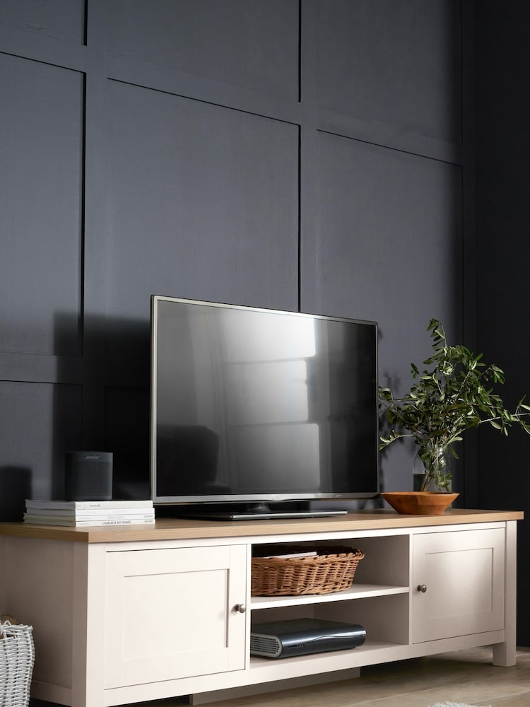 Cream Malvern Oak Effect Up to 80 inch Slim TV Unit - Image 1 of 10