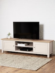 Cream Malvern Oak Effect Up to 80 inch Slim TV Unit - Image 3 of 10
