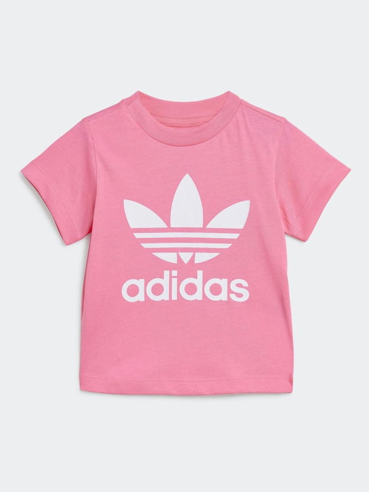 adidas Originals Pink 100% Cotton Trefoil T-Shirt - Image 1 of 5