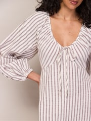Ro&Zo Brown Petite Stripe Cotton Tie Front Dress - Image 5 of 6