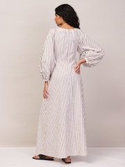 Ro&Zo Brown Petite Stripe Cotton Tie Front Dress - Image 6 of 6