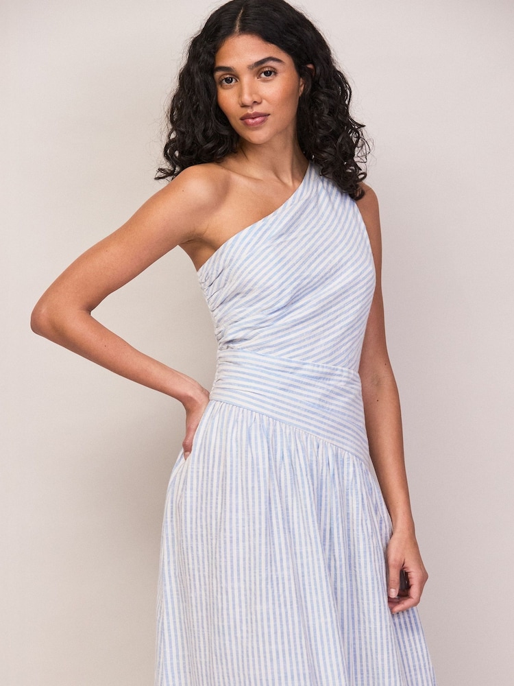 Ro&Zo Stripe Cotton One Shoulder Dress - Imagen 1 de 5