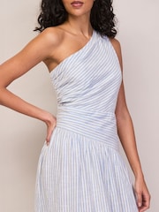 Ro&Zo Stripe Cotton One Shoulder Dress - Imagen 3 de 5