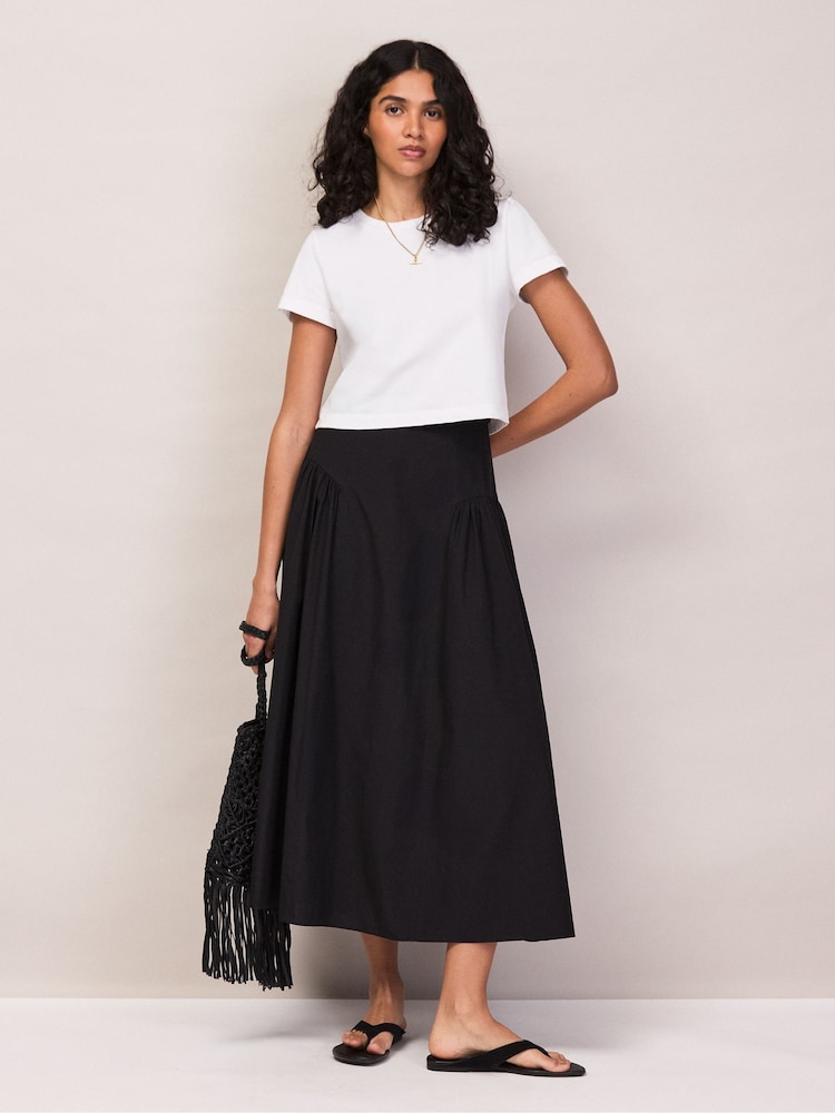 Ro&Zo Black Cotton Gathered Skirt - Image 1 of 5