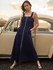 Ro&Zo Blue Denim Zip Front Midi Dress - Image 1 of 6