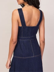Ro&Zo Blue Denim Zip Front Midi Dress - Image 5 of 6