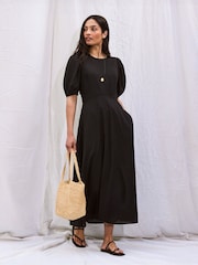 Ro&Zo Black Cotton Voile Seam Waist Dress - Image 1 of 6