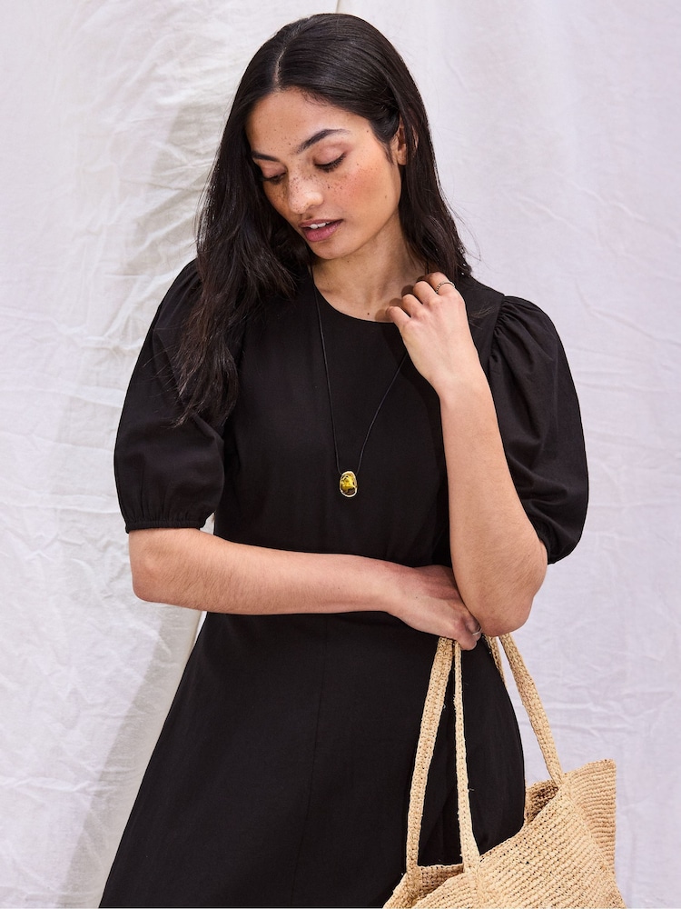 Ro&Zo Black Cotton Voile Seam Waist Dress - Image 2 of 6 Ro&Zo Black Cotton Voile Seam Waist Dress - Image 2 of 6