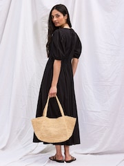 Ro&Zo Black Cotton Voile Seam Waist Dress - Image 4 of 6