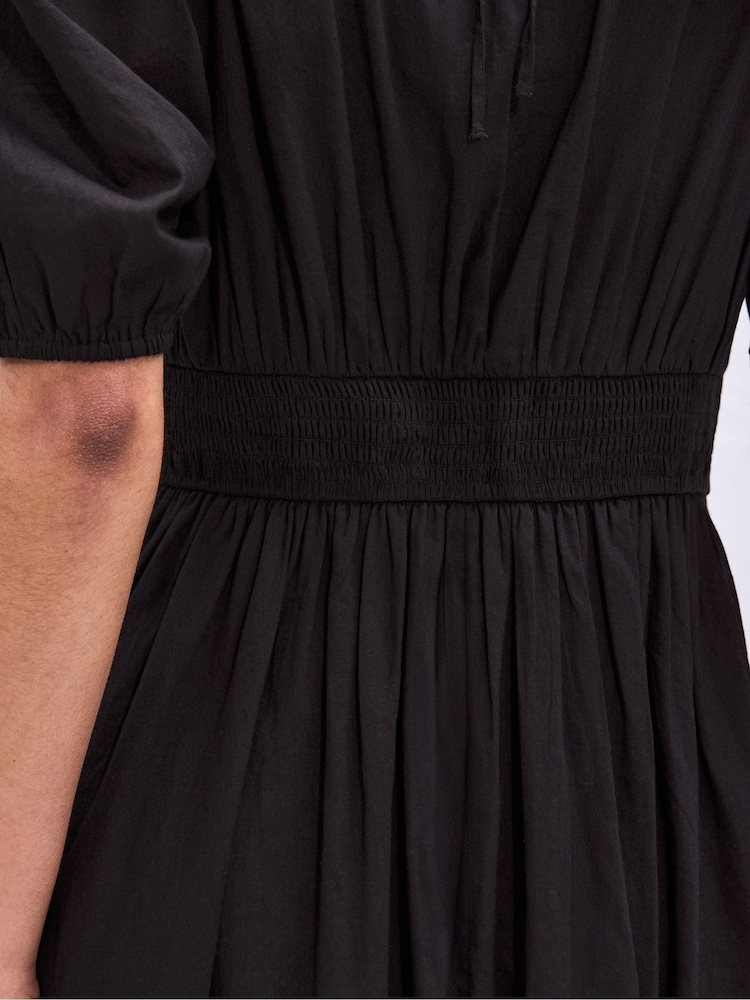 Ro&Zo Black Cotton Voile Seam Waist Dress - Image 6 of 6 Ro&Zo Black Cotton Voile Seam Waist Dress - Image 6 of 6