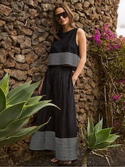 Ro&Zo Black Petite Contrast Stitch Maxi Skirt - Image 1 of 4