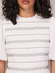 Ro&Zo White Cotton Voile Shirred Bodice Top - Image 5 of 8