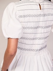 Ro&Zo White Cotton Voile Shirred Bodice Top - Image 6 of 8