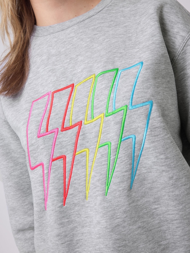 SCAMP & DUDE Grey Multi Bolt Oversized Sweatshirt - Image 5 of 5 SCAMP & DUDE Grey Multi Bolt Oversized Sweatshirt - Image 5 of 5