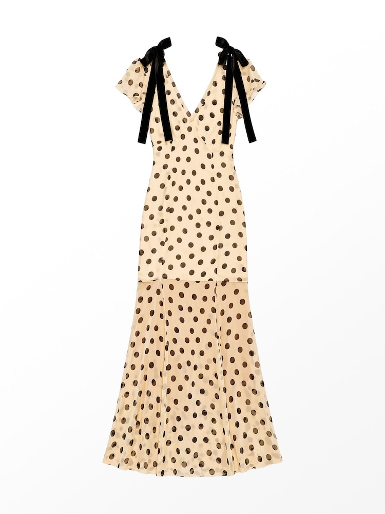 Ro&Zo Yellow Petite Natasha Butter  Polka Dot Dress - Image 6 of 6