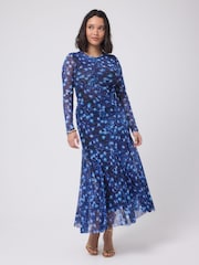 SCAMP & DUDE Blue Paradise Cheetah Mesh Maxi Skirt - Image 1 of 5