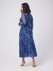 SCAMP & DUDE Blue Paradise Cheetah Mesh Maxi Skirt - Image 3 of 5