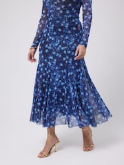 SCAMP & DUDE Blue Paradise Cheetah Mesh Maxi Skirt - Image 4 of 5