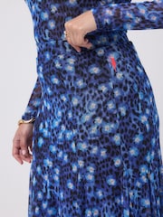 SCAMP & DUDE Blue Paradise Cheetah Mesh Maxi Skirt - Image 5 of 5