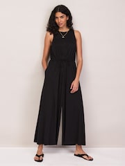 Ro&Zo Black Jersey Drawstring Jumpsuit - Image 1 of 6