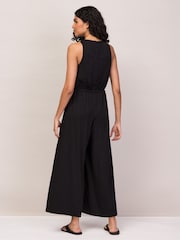 Ro&Zo Black Jersey Drawstring Jumpsuit - Image 2 of 6