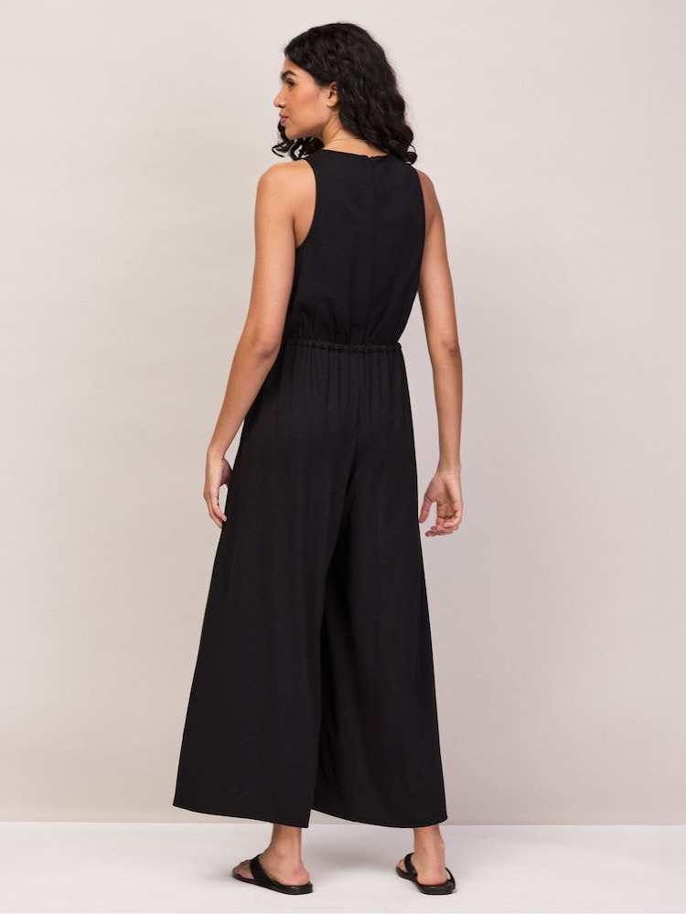 Ro&Zo Black Jersey Drawstring Jumpsuit - Image 2 of 6