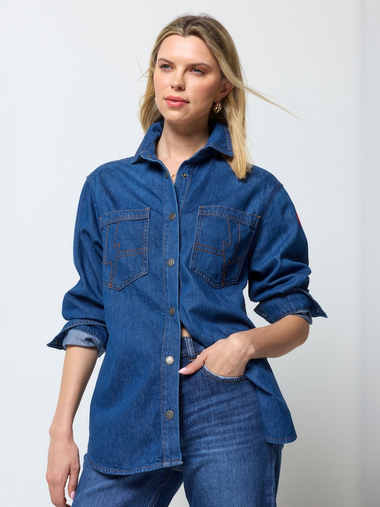 SCAMP & DUDE Indigo Blue Relaxed Denim Shirt - Image 1 of 5 SCAMP & DUDE Indigo Blue Relaxed Denim Shirt - Image 1 of 5
