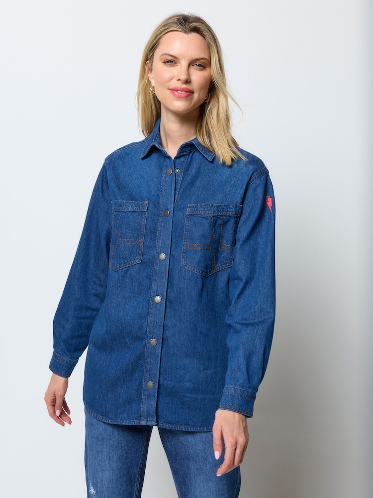 SCAMP & DUDE Indigo Blue Relaxed Denim Shirt - Image 2 of 5 SCAMP & DUDE Indigo Blue Relaxed Denim Shirt - Image 2 of 5