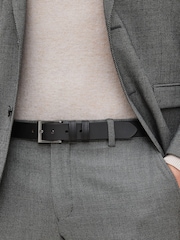 Black Textured Leather Belt - Image 1 of 4