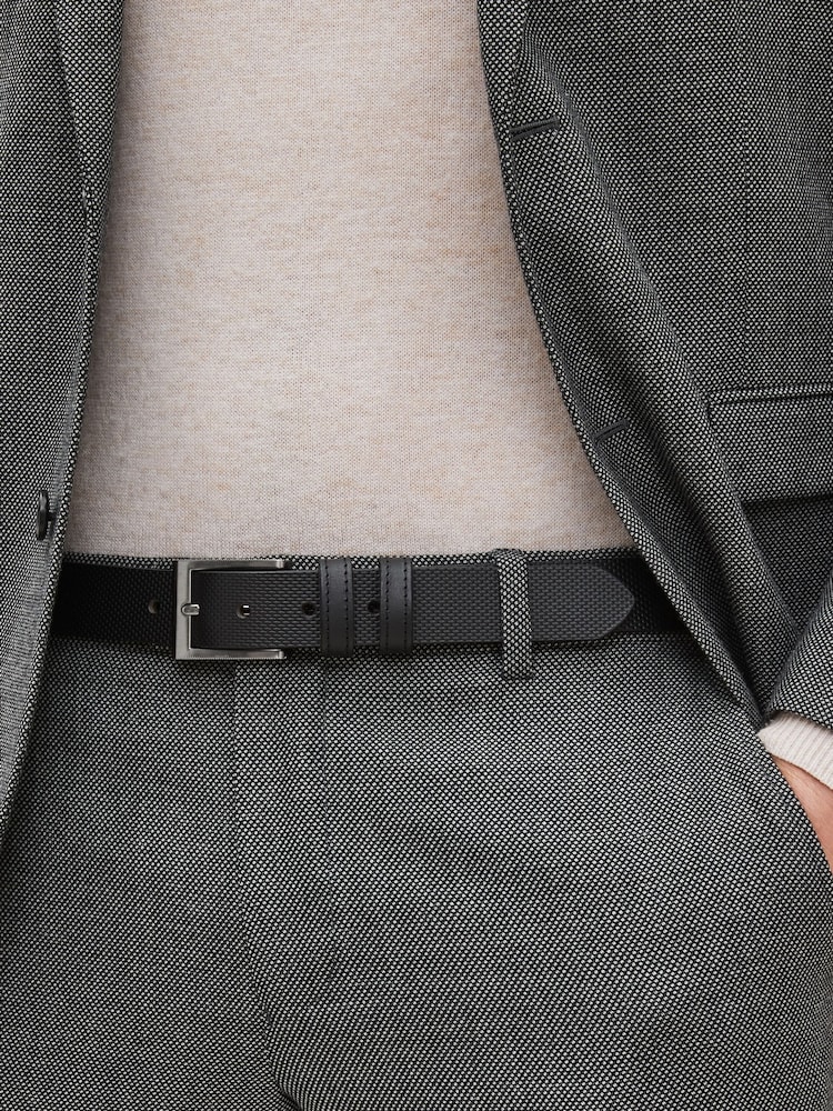 Black Textured Leather Belt - Image 1 of 4