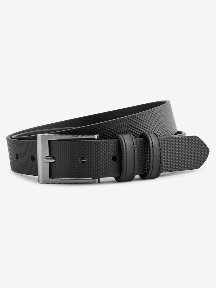 Black Textured Leather Belt - Image 2 of 4