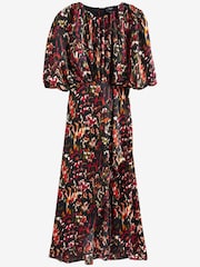 AX Paris Multi Print Batwing Top Wrap Skirt Black Midi Dress - Image 3 of 3