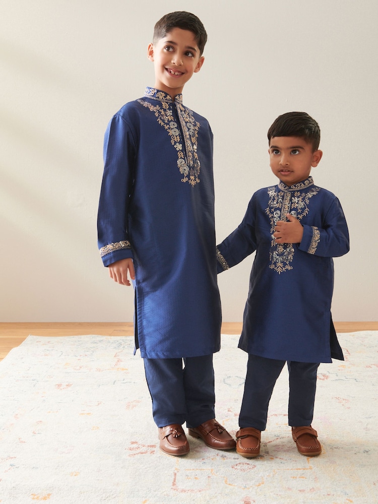Navy Blue EID Kurta (3mths-16yrs) - Image 2 of 10