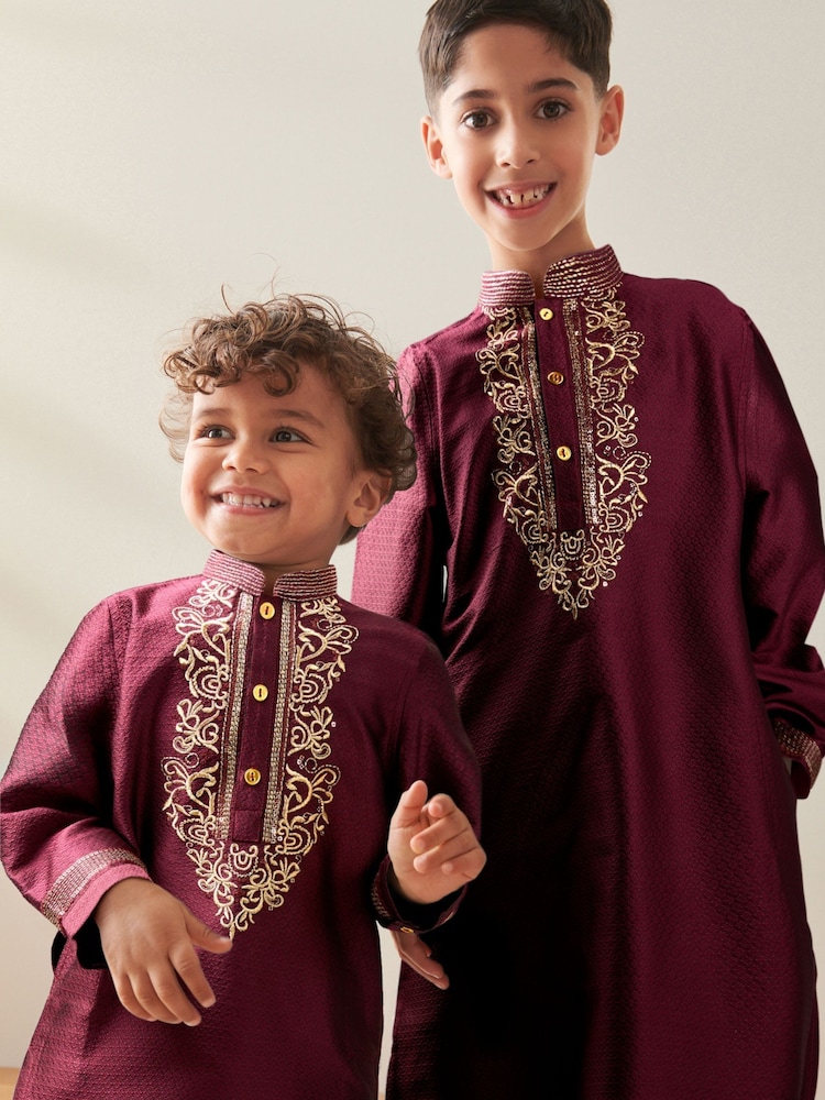 Burgundy Red Kurta (3mths-16yrs) - Image 1 of 4