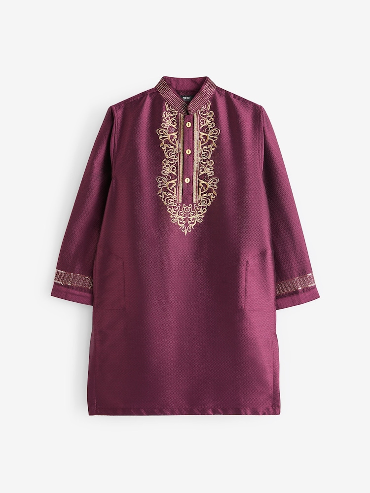 Burgundy Red Kurta (3mths-16yrs) - Image 2 of 4