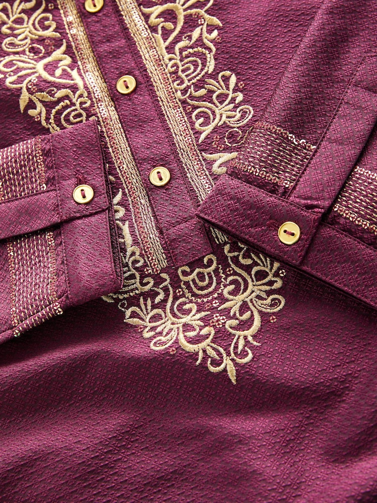 Burgundy Red Kurta (3mths-16yrs) - Image 4 of 4