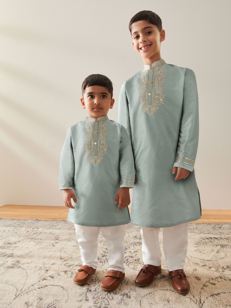 Turqouise Blue EID Kurta (3mths-16yrs) - Image 2 of 8 Turqouise Blue EID Kurta (3mths-16yrs) - Image 2 of 8