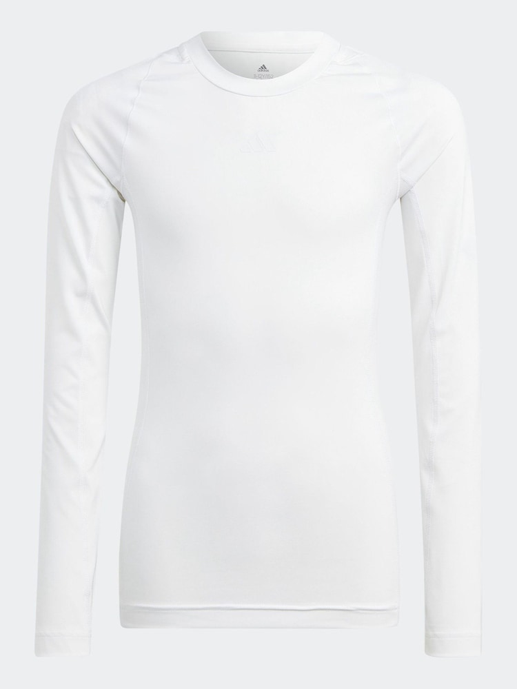 adidas White Techfit Aeroready Long Sleeve Top - Image 1 of 5