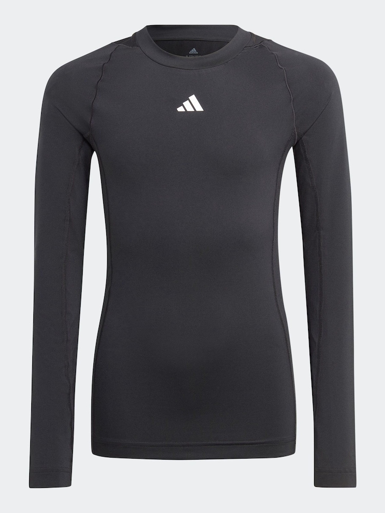 adidas Black Black Tech Fit Long Sleeve T-Shirt - Image 1 of 5