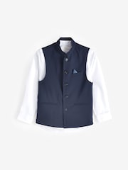 Chlapčenská modrá - Nehru Collar Waistcoat & Shirt Set (3-16yrs) - Obrázok 1 z 4