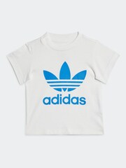 adidas Originals White/Blue Infant Trefoil 100% Cotton T-Shirt and Shorts Set - Image 3 of 6