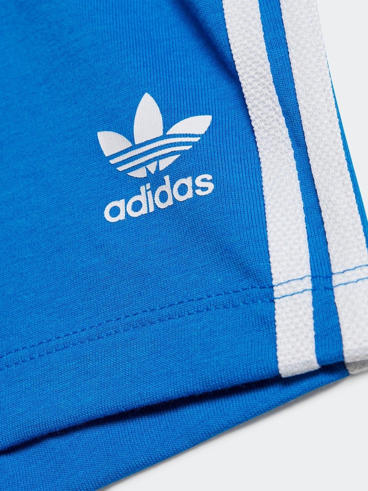 adidas Originals White/Blue Infant Trefoil 100% Cotton T-Shirt and Shorts Set - Image 6 of 6