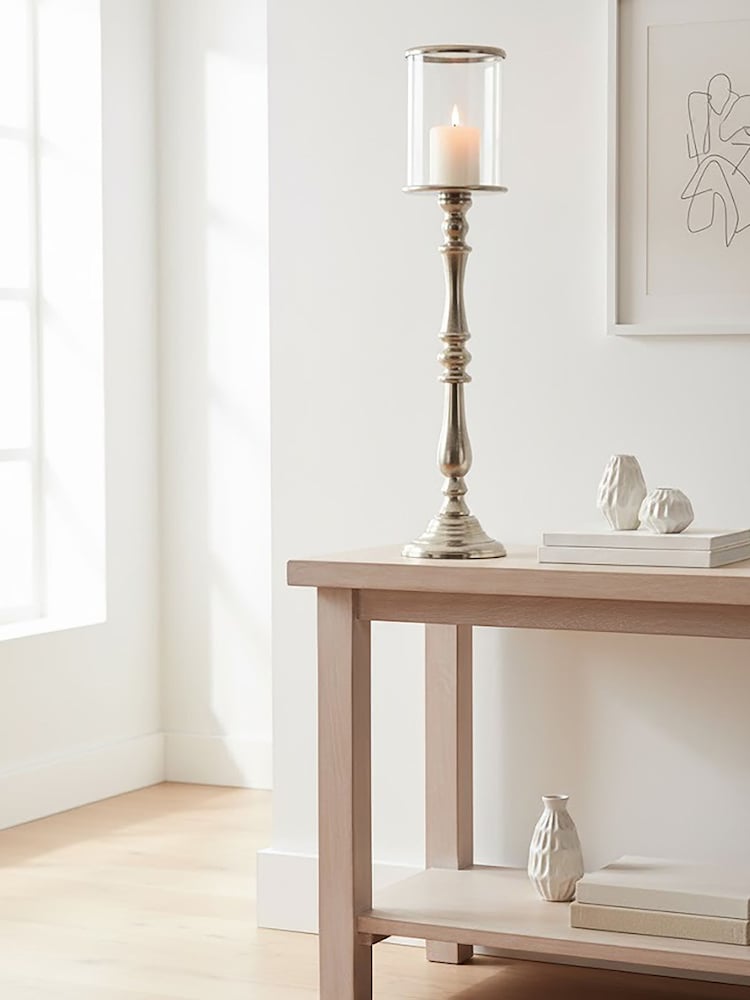 Interiors by Premier Silver Kensington Townhouse Small Nickel Candle Holder - Image 1 of 2