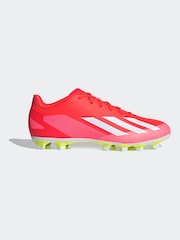 adidas Red/White Football X Crazyfast Club Flexible Ground Adult Boots - Image 1 of 1