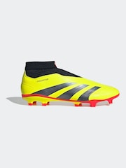 adidas Yellow Football Predator 24 League Laceless Firm Ground Adult Boots - Image 3 of 13