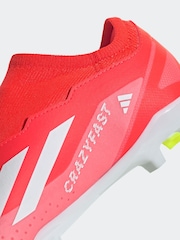 adidas Red/White Football X Crazyfast League Laceless Firm Ground Kids Boots - Image 10 of 10