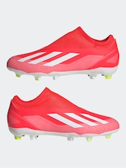 adidas Red/White Football X Crazyfast League Laceless Firm Ground Kids Boots - Image 5 of 10