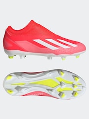 adidas Red/White Football X Crazyfast League Laceless Firm Ground Kids Boots - Image 6 of 10